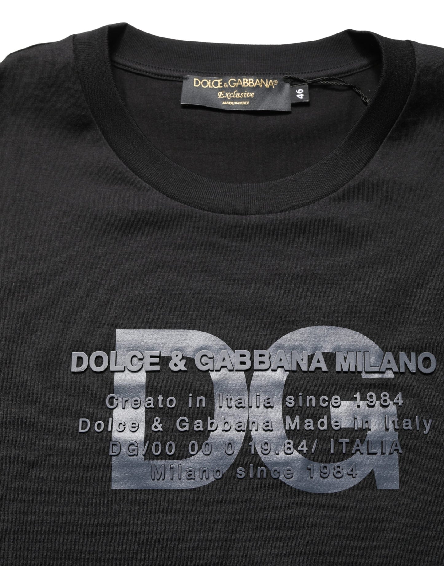 +39 MASQ Black Logo DG Print Cotton Crew Neck T-shirt