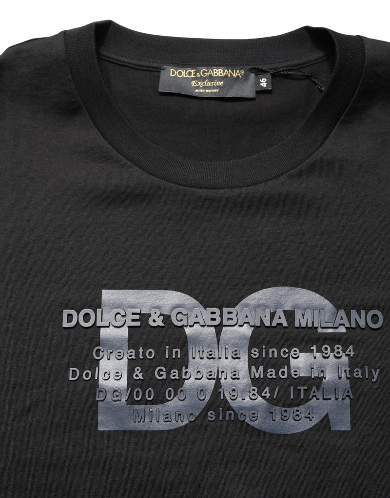 +39 MASQ Black Logo DG Print Cotton Crew Neck T-shirt