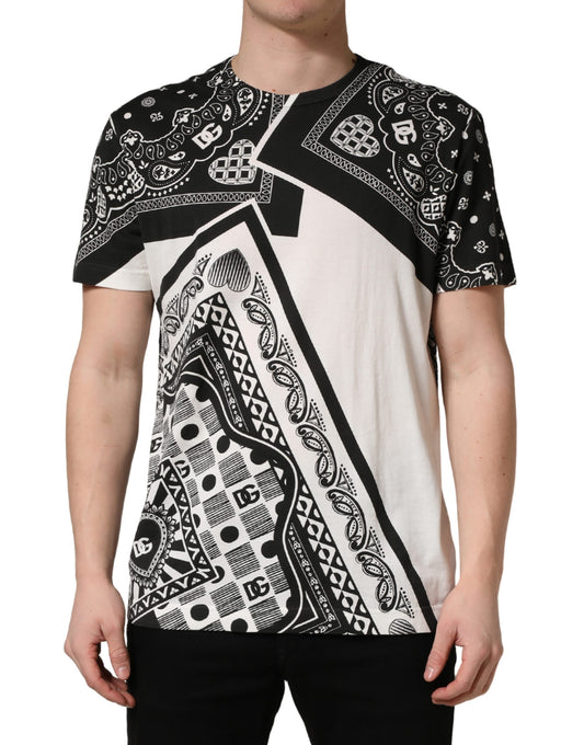Dolce & Gabbana Zwart Wit Bandana Katoenen Ronde Hals T-shirt
