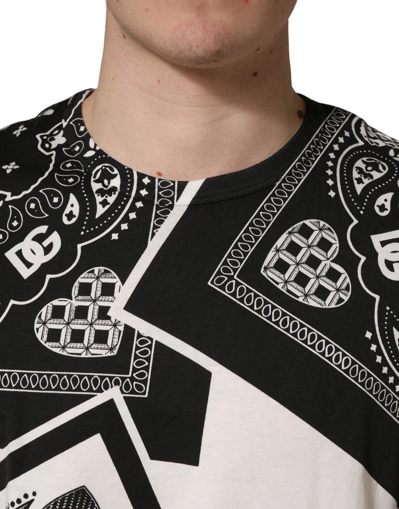 T-shirt en coton à col rond et bandana noir et blanc Dolce & Gabbana
