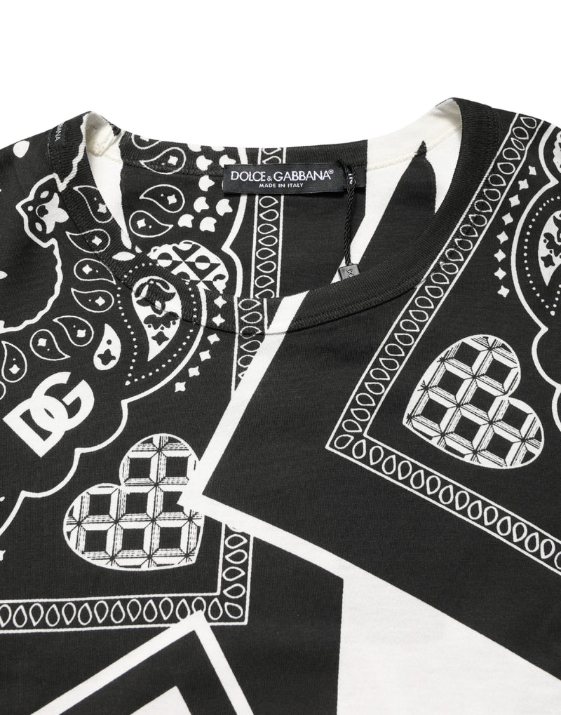 T-shirt en coton à col rond et bandana noir et blanc Dolce & Gabbana