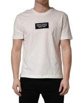 T-shirt à col rond pour homme en coton blanc avec écusson logo Dolce & Gabbana