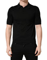 Polo à manches courtes Dolce & Gabbana en laine noire pour homme