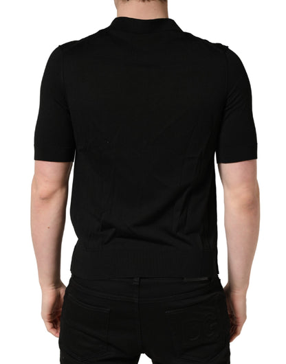 Polo à manches courtes Dolce & Gabbana en laine noire pour homme