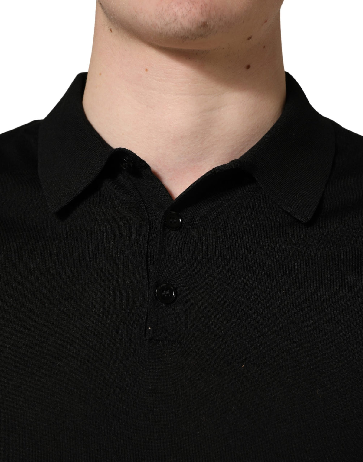 Polo à manches courtes Dolce & Gabbana en laine noire pour homme