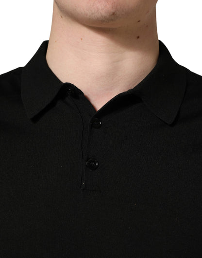 Polo à manches courtes Dolce & Gabbana en laine noire pour homme