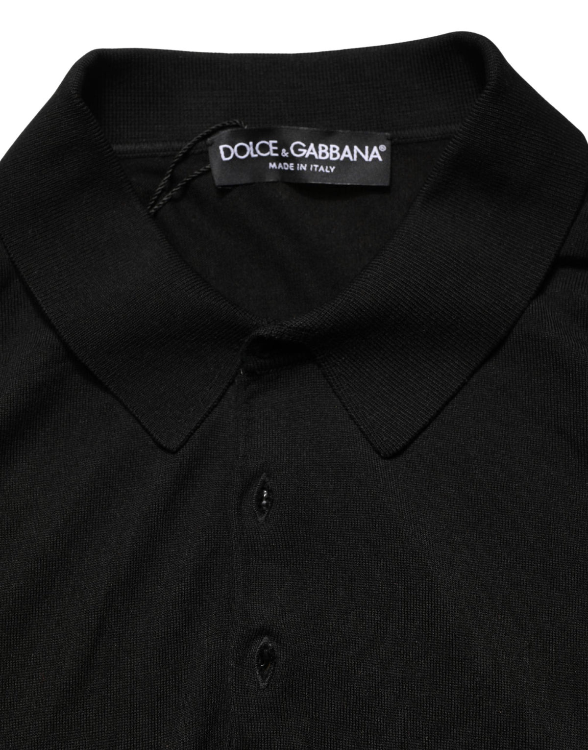 Polo à manches courtes Dolce & Gabbana en laine noire pour homme