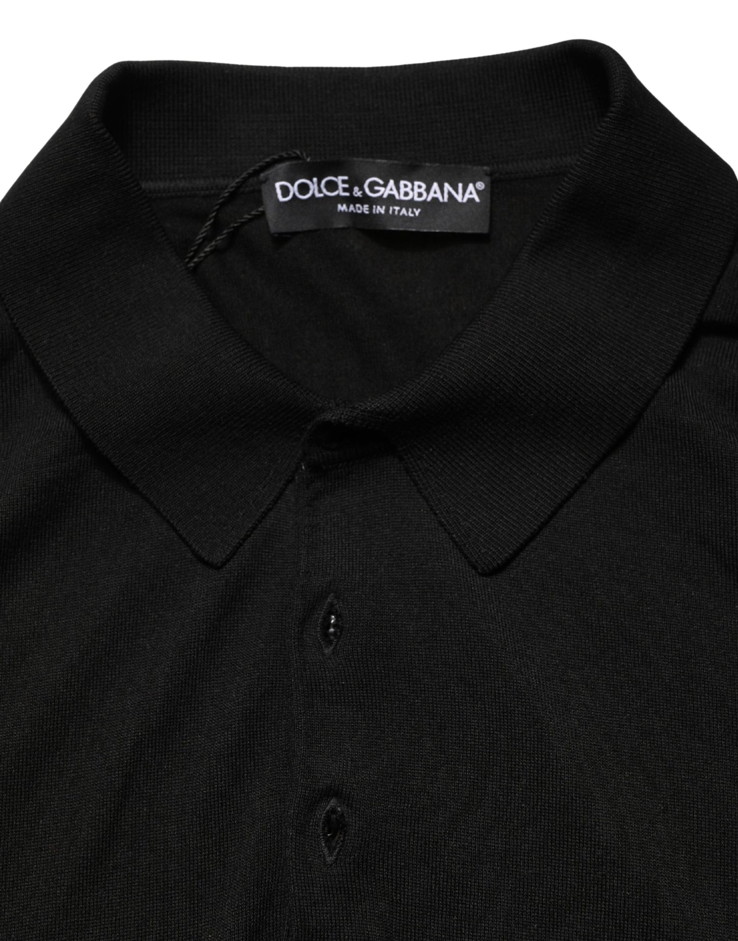Polo à manches courtes Dolce & Gabbana en laine noire pour homme