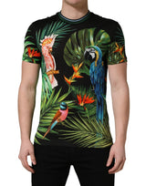 T-shirt Dolce & Gabbana en coton noir à imprimé oiseau pour homme et col rond