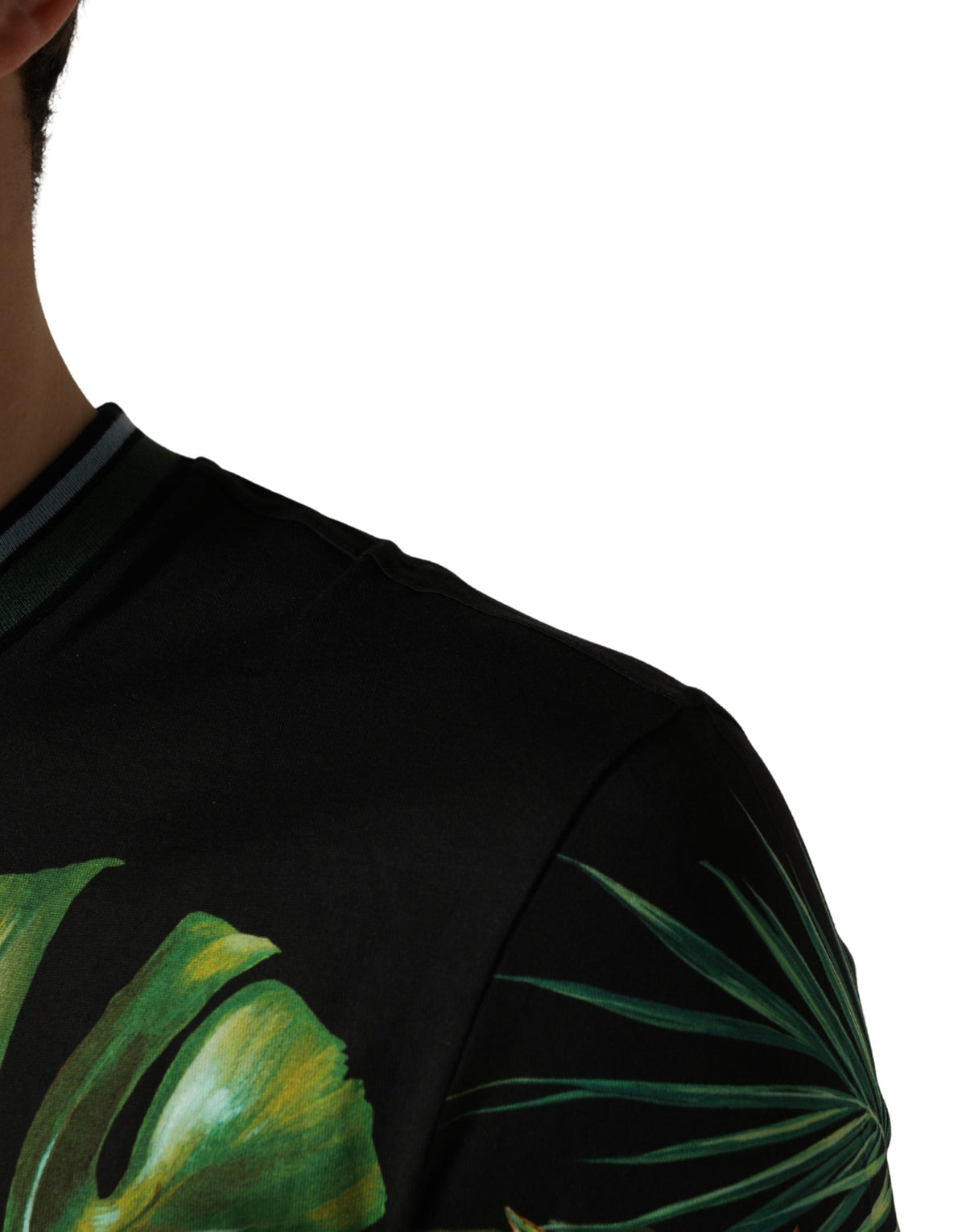T-shirt Dolce & Gabbana en coton noir à imprimé oiseau pour homme et col rond