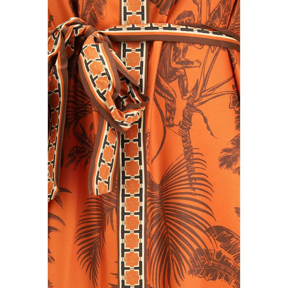 Alemais Monkey Dance Orange Silk Shirtdress for Women