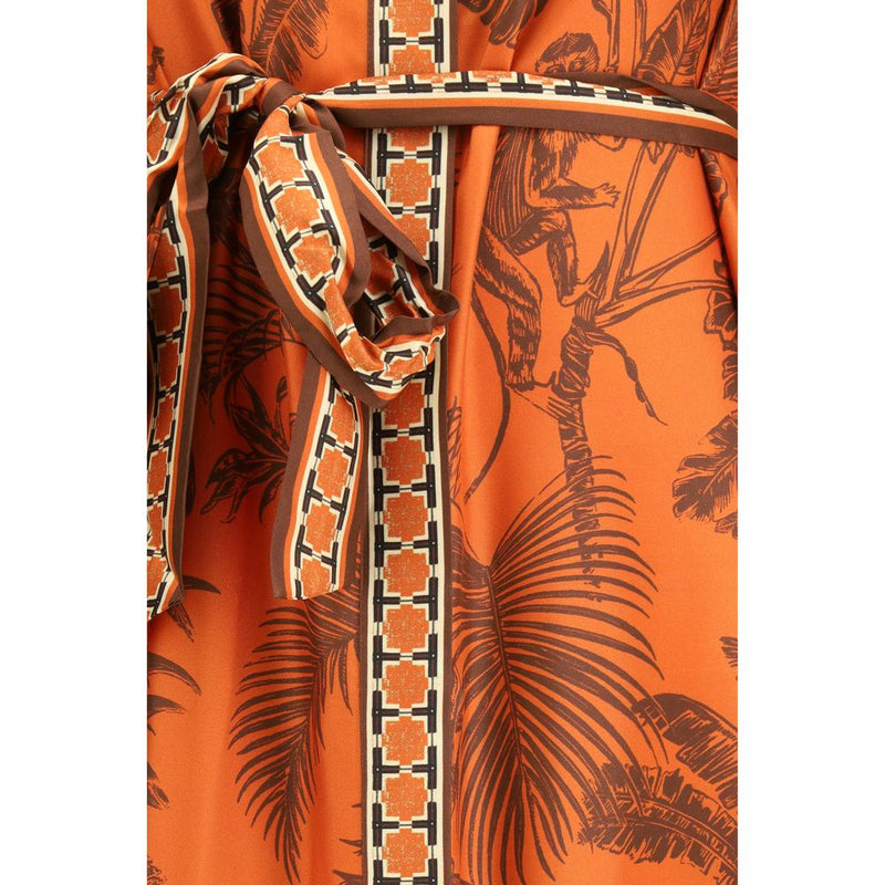 Alemais Monkey Dance Orange Silk Shirtdress