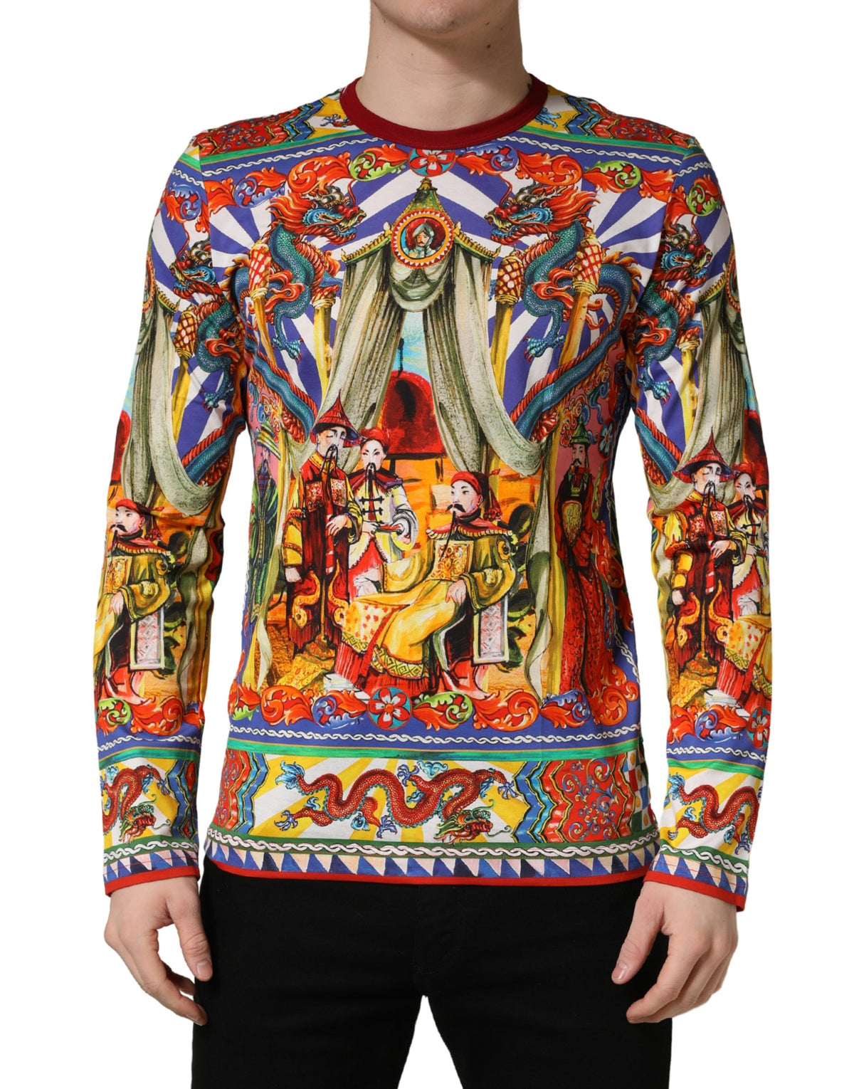 T-shirt homme manches longues Dolce & Gabbana multicolore Teatro Dei Pupi