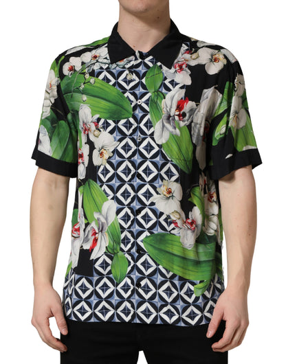 Chemise Homme Dolce & Gabbana Imprimé Orchidée Tropicale Multicolore