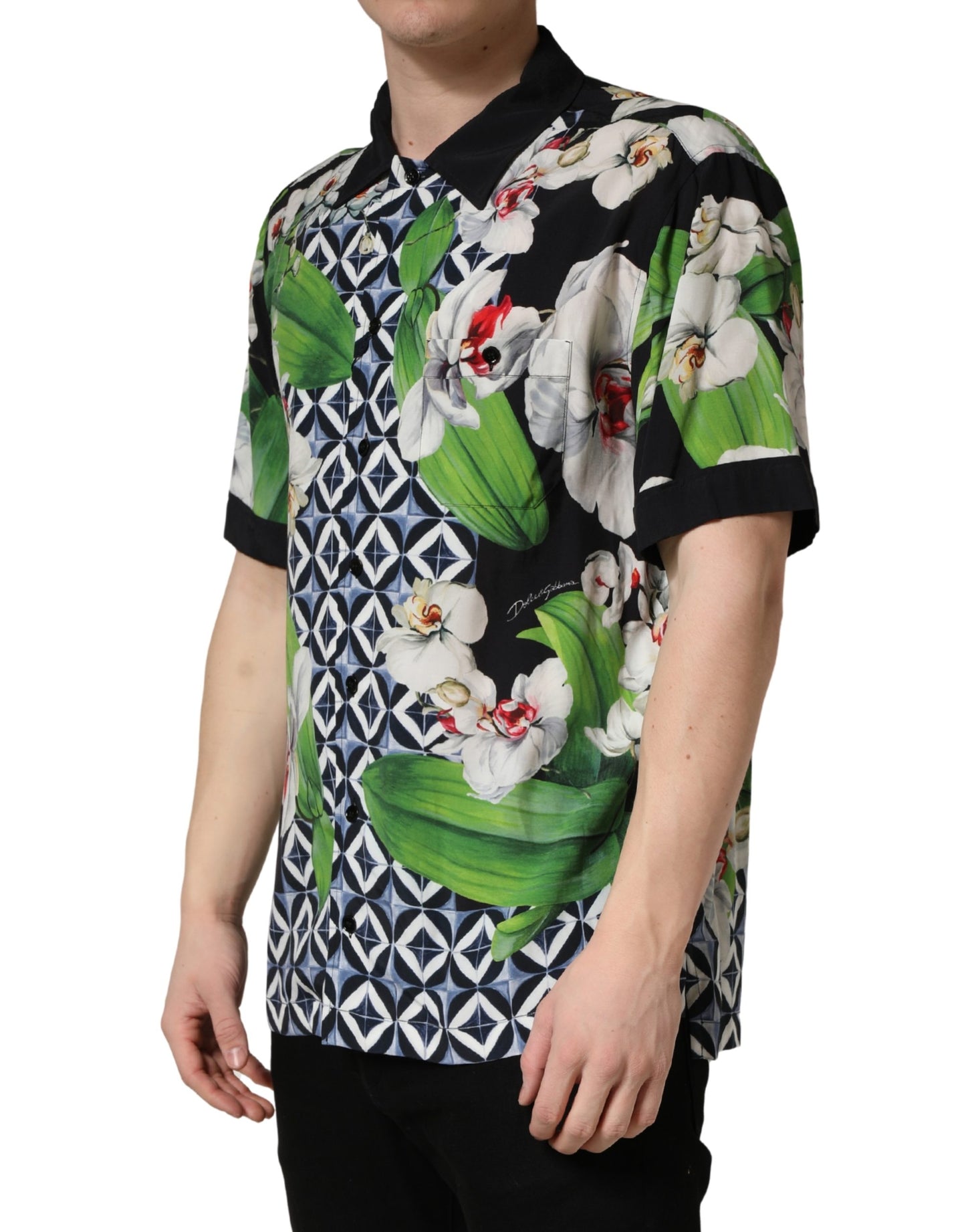 Chemise Homme Dolce & Gabbana Imprimé Orchidée Tropicale Multicolore