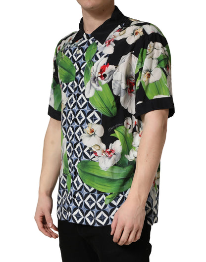 Chemise Homme Dolce & Gabbana Imprimé Orchidée Tropicale Multicolore