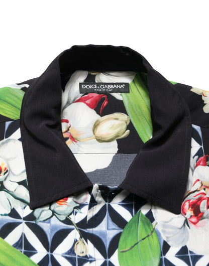Chemise Homme Dolce & Gabbana Imprimé Orchidée Tropicale Multicolore