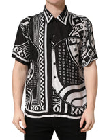 Chemise à col imprimé bandana noir et blanc Dolce & Gabbana