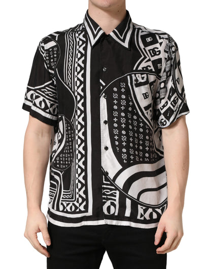Chemise à col imprimé bandana noir et blanc Dolce & Gabbana
