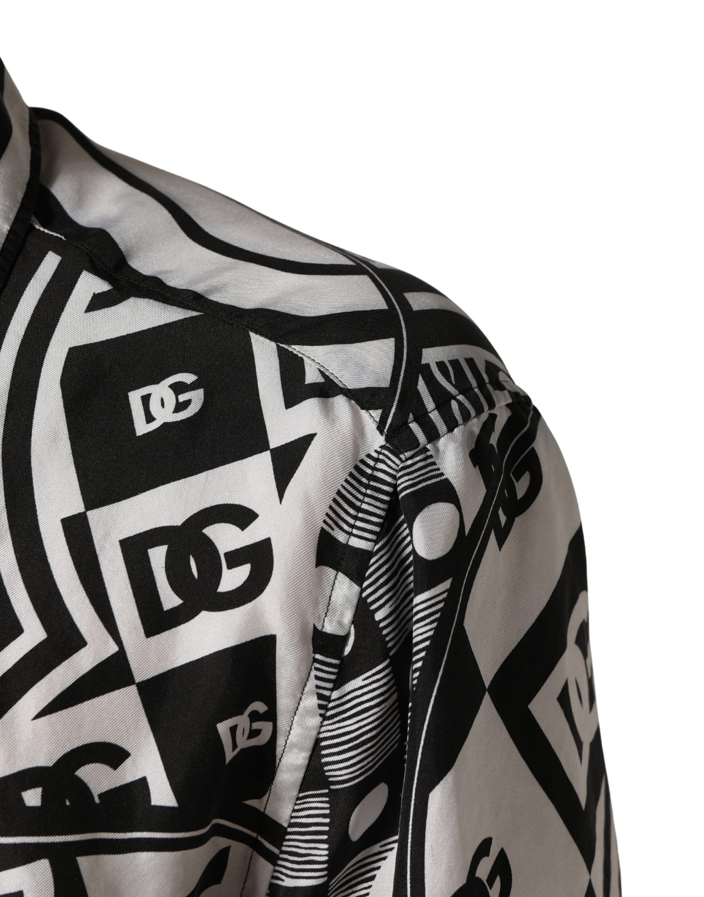 Chemise à col imprimé bandana noir et blanc Dolce & Gabbana