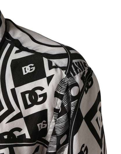 Chemise à col imprimé bandana noir et blanc Dolce & Gabbana