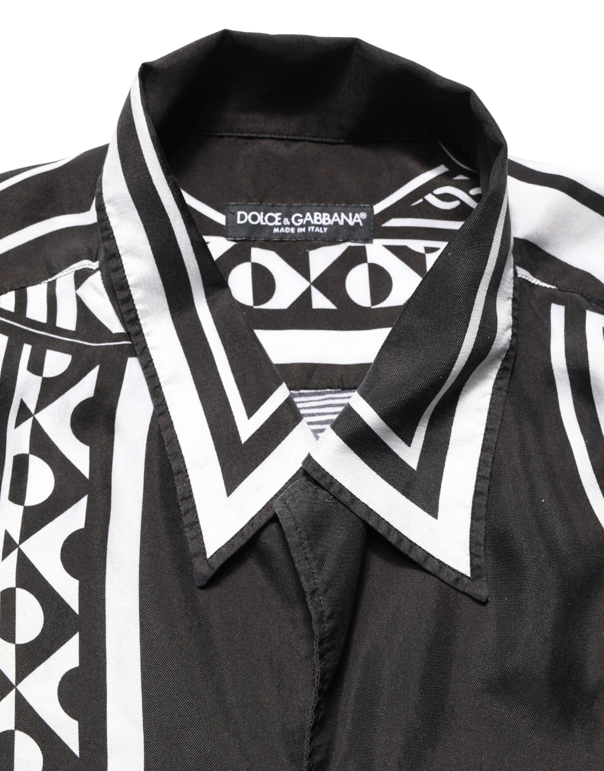 Chemise à col imprimé bandana noir et blanc Dolce & Gabbana