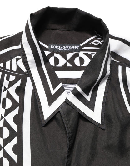 Chemise à col imprimé bandana noir et blanc Dolce & Gabbana