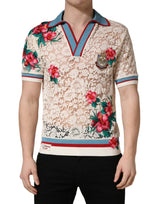 Polo Dolce & Gabbana en dentelle florale beige "Tennis Club"
