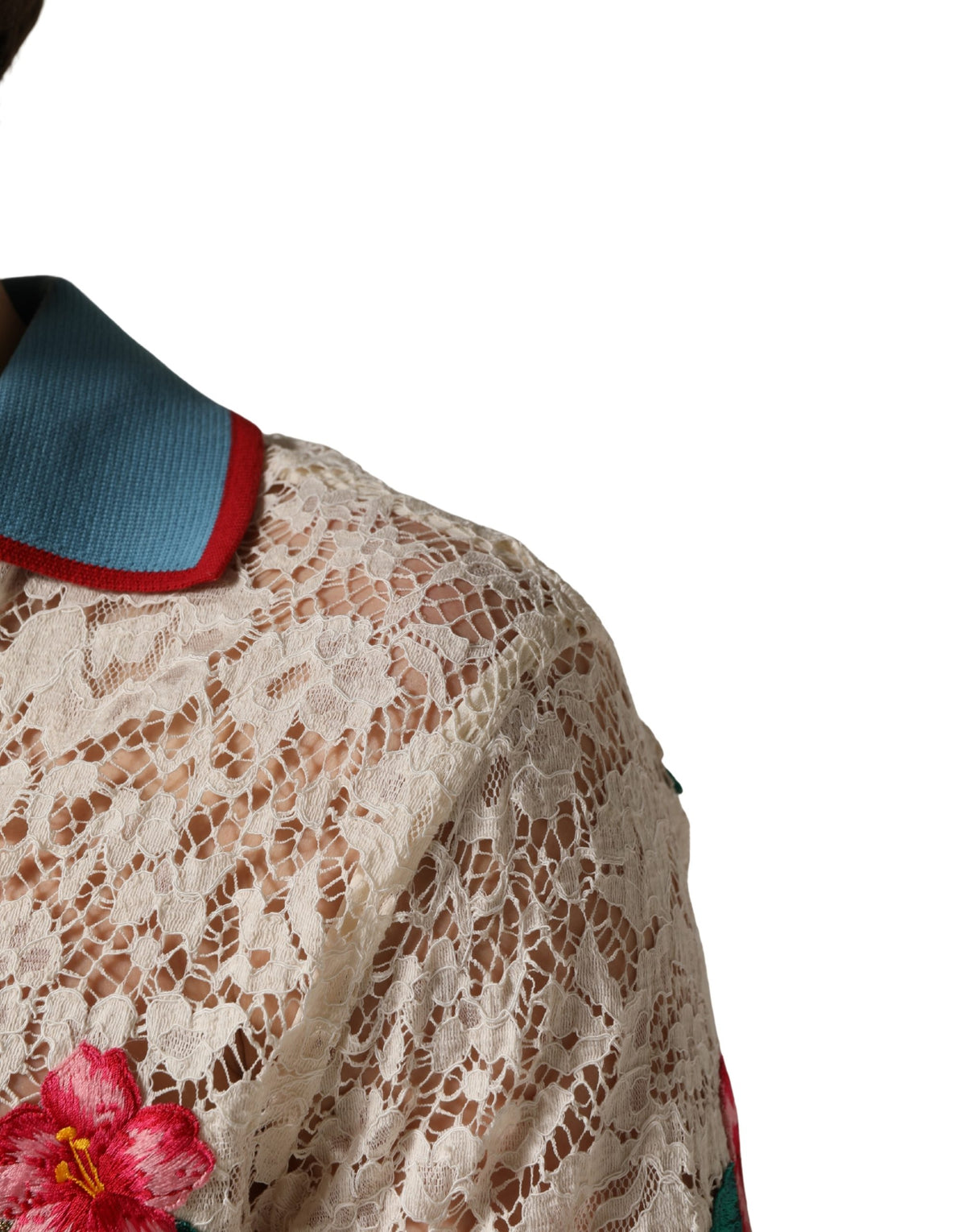 Polo Dolce & Gabbana en dentelle florale beige "Tennis Club"