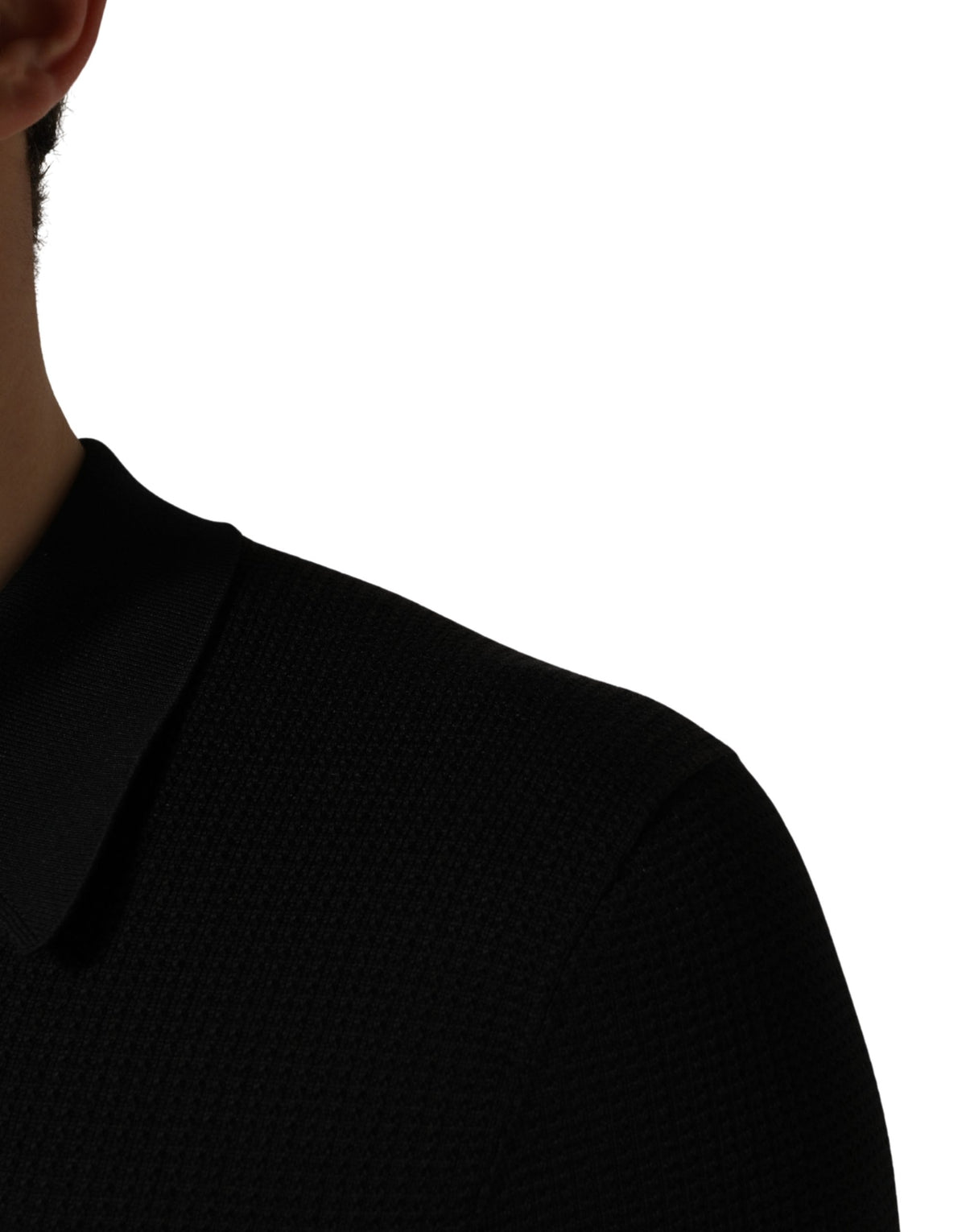 T-shirt polo en soie Dolce & Gabbana noir avec écusson héraldique