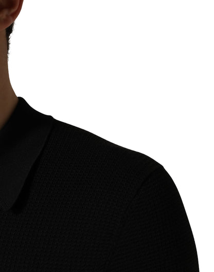T-shirt polo en soie Dolce & Gabbana noir avec écusson héraldique