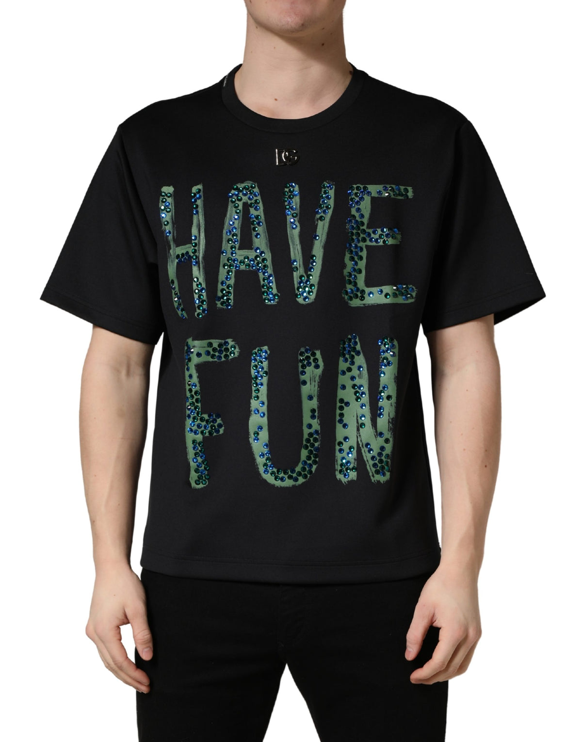 T-shirt Dolce & Gabbana noir à col rond orné « Have Fun »