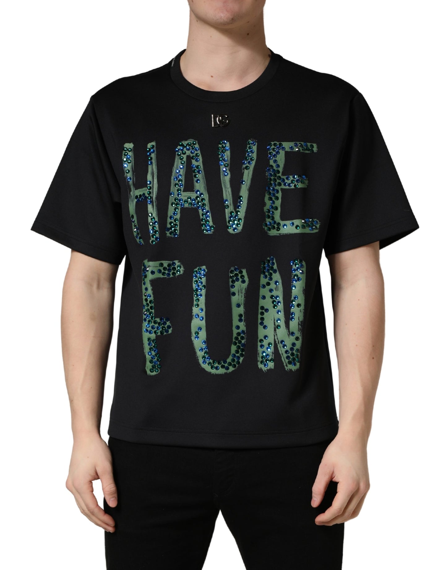 T-shirt Dolce & Gabbana noir à col rond orné « Have Fun »