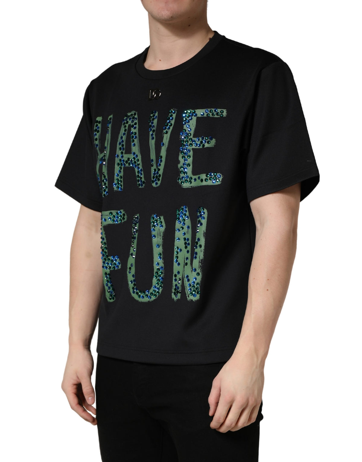T-shirt Dolce & Gabbana noir à col rond orné « Have Fun »