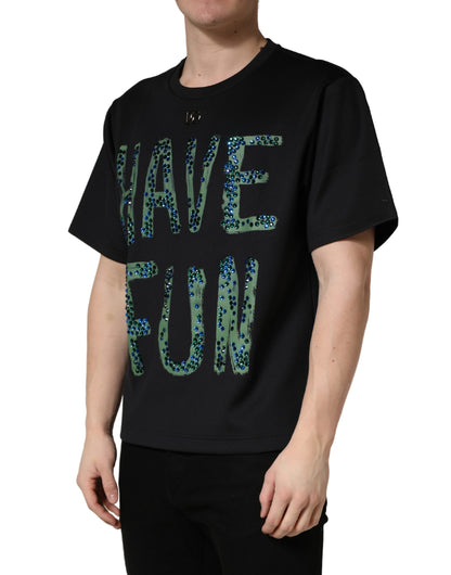 T-shirt Dolce & Gabbana noir à col rond orné « Have Fun »