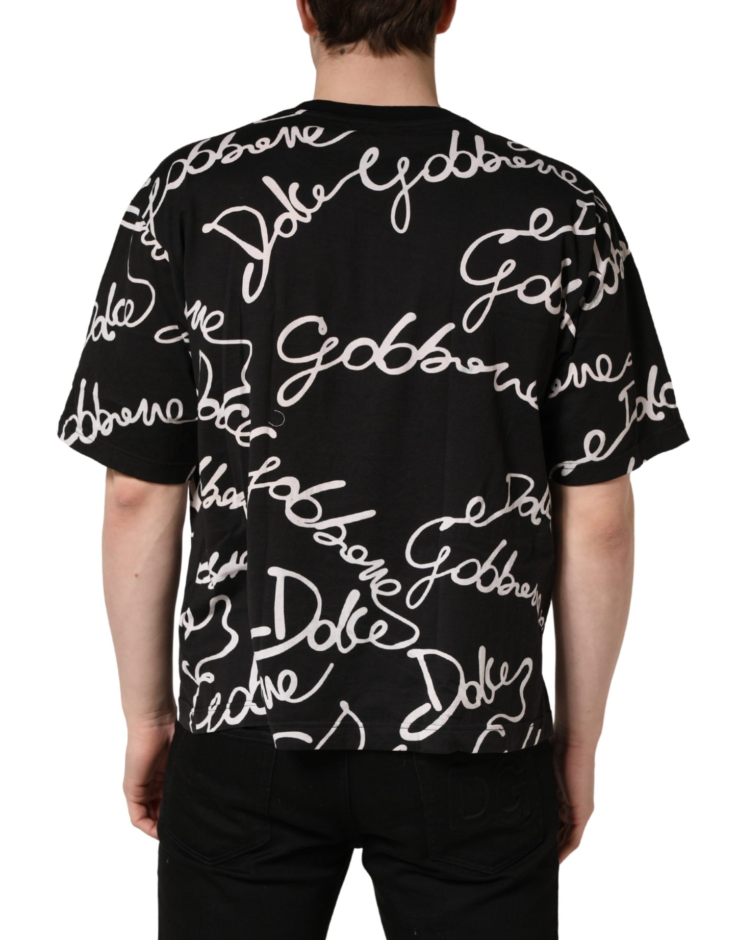 T-shirt ras du cou Dolce & Gabbana noir avec logo imprimé.