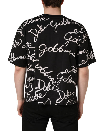 T-shirt ras du cou Dolce & Gabbana noir avec logo imprimé.
