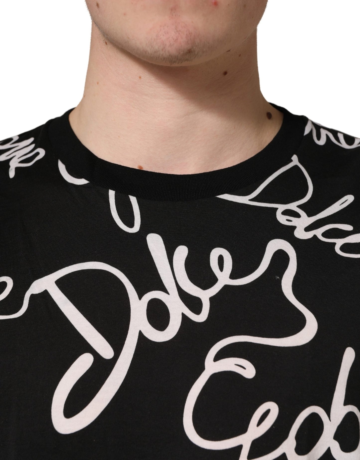 T-shirt ras du cou Dolce & Gabbana noir avec logo imprimé.