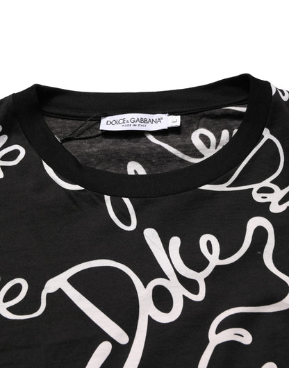T-shirt ras du cou Dolce & Gabbana noir avec logo imprimé.