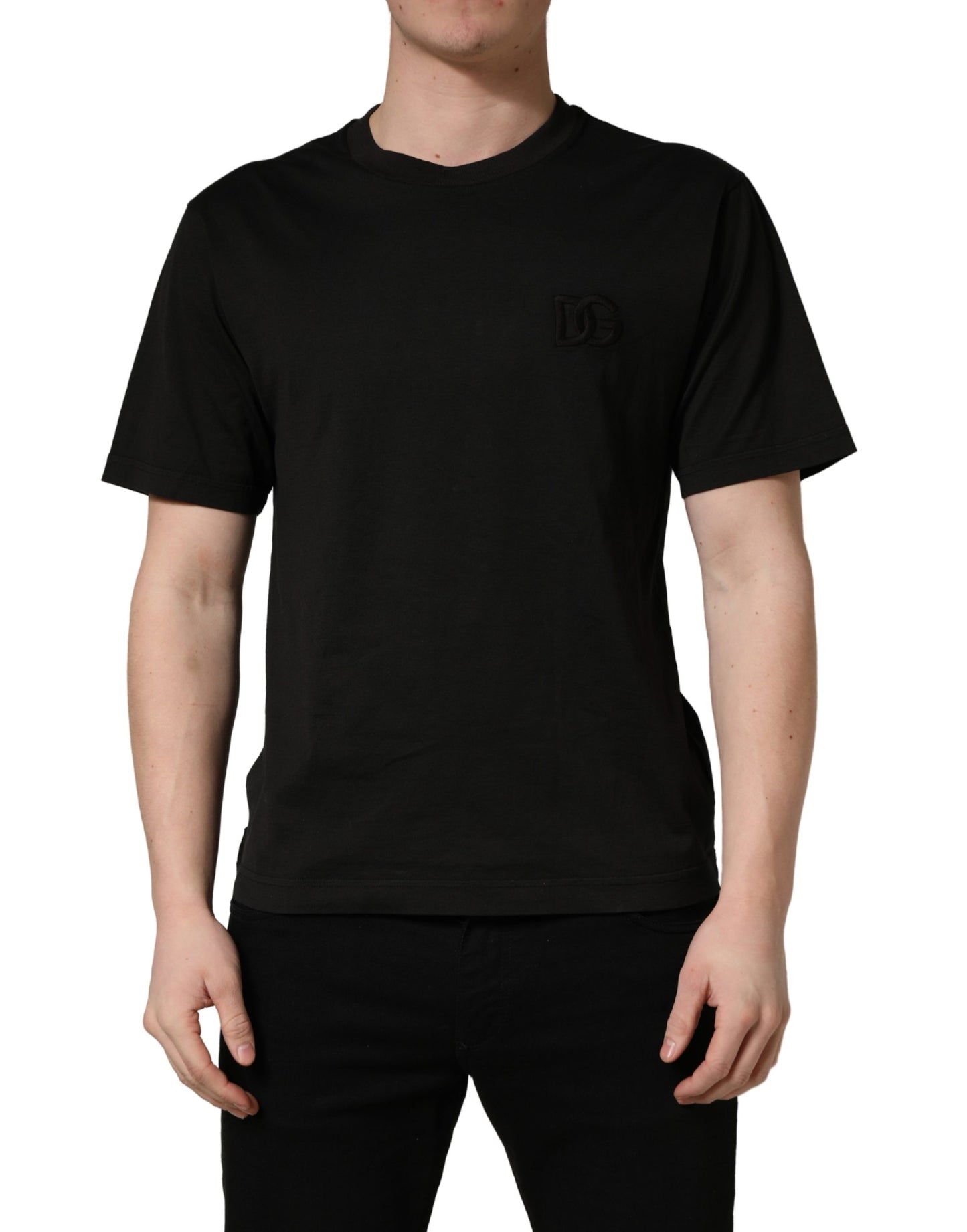 T-shirt Dolce & Gabbana en coton noir à manches courtes et col rond