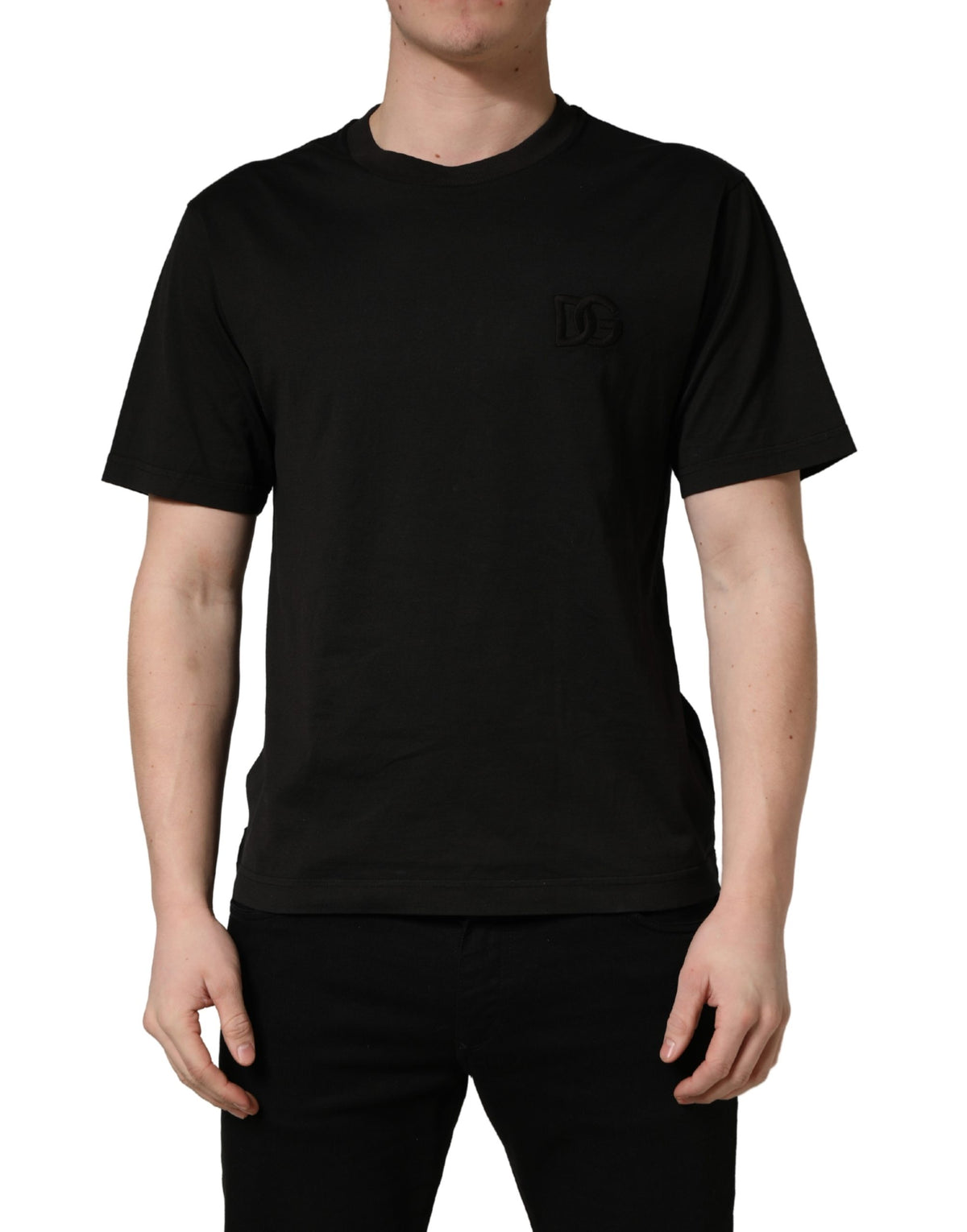 T-shirt Dolce & Gabbana en coton noir à manches courtes et col rond