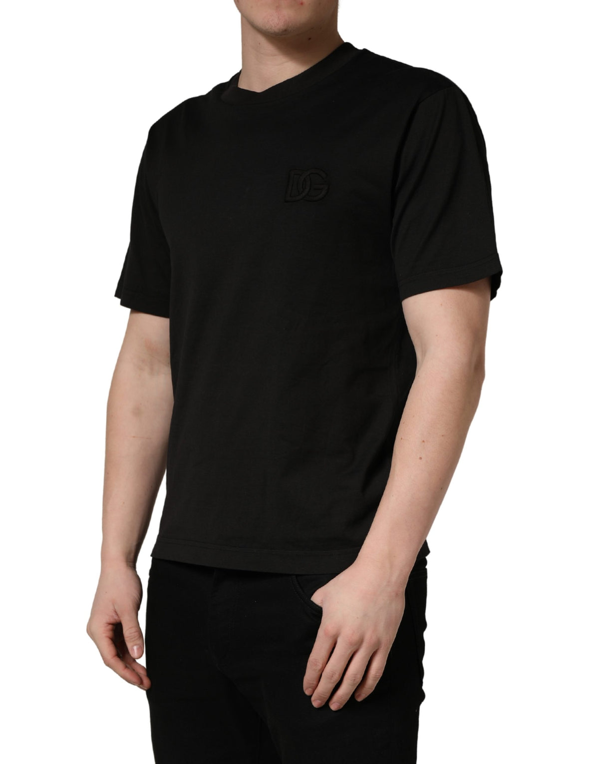 T-shirt Dolce & Gabbana en coton noir à manches courtes et col rond