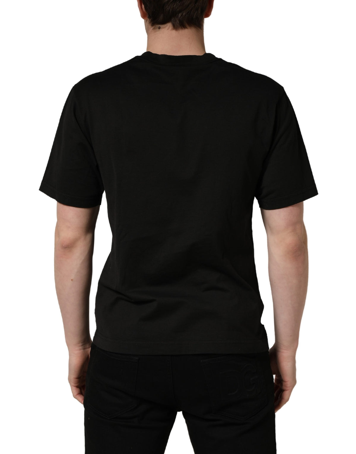 T-shirt Dolce & Gabbana en coton noir à manches courtes et col rond