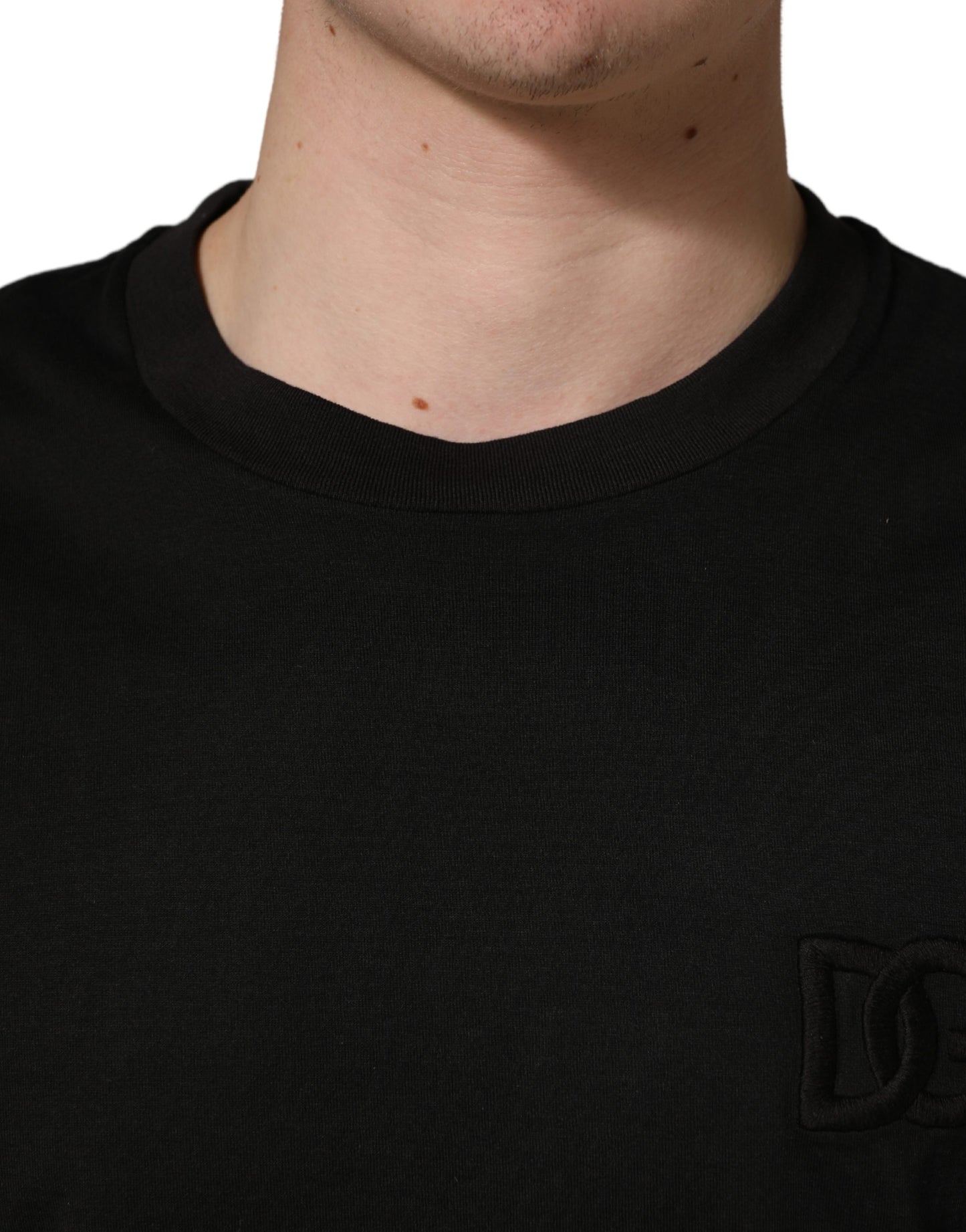 T-shirt Dolce & Gabbana en coton noir à manches courtes et col rond