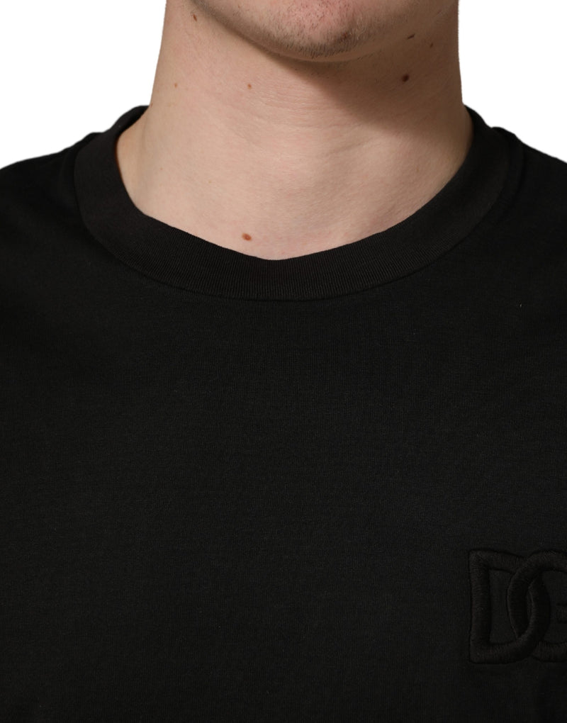 Dolce & Gabbana Black Cotton Short Sleeves Crew Neck  T-shirt