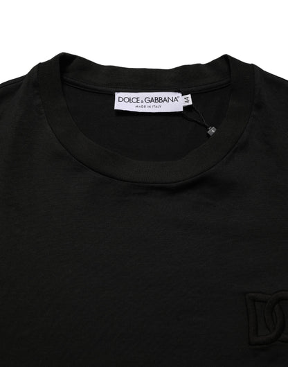 T-shirt Dolce & Gabbana en coton noir à manches courtes et col rond