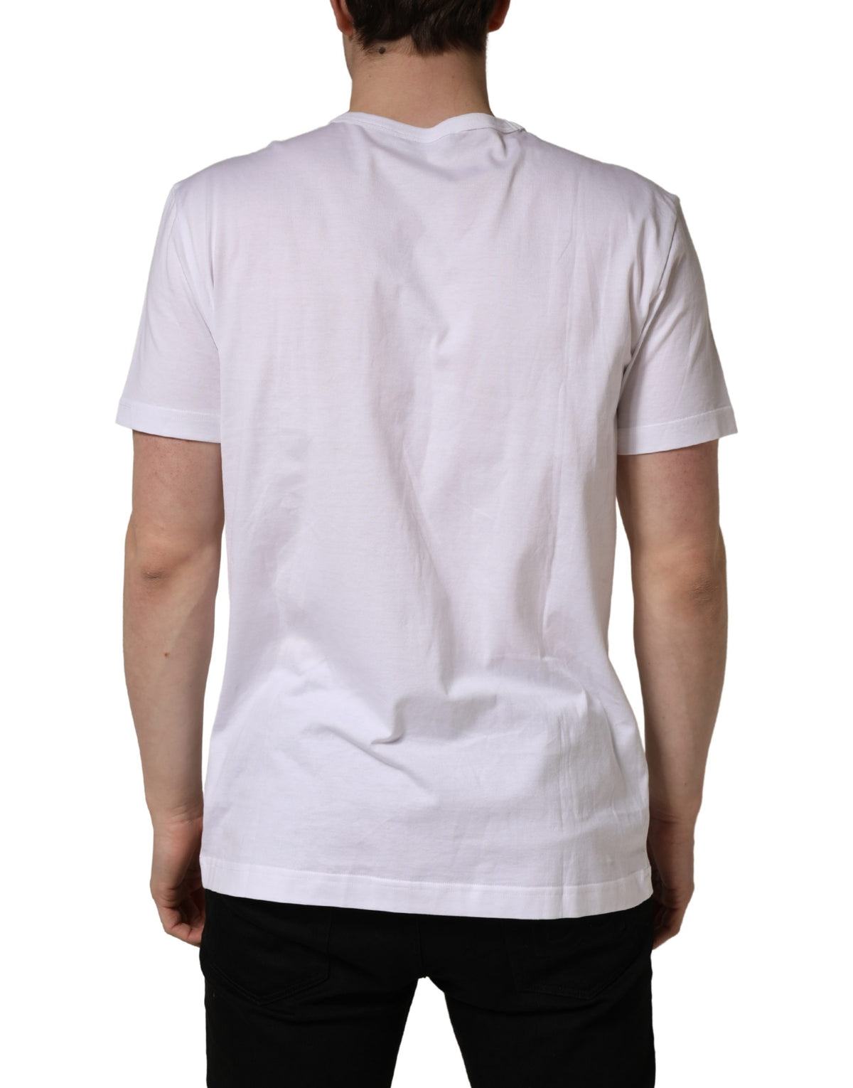 T-shirt Dolce & Gabbana blanc col rond broderie feuille DG