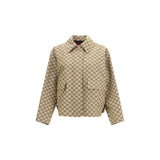 Gucci GG Canvas Beige Cotton Bomber Jacket for Women