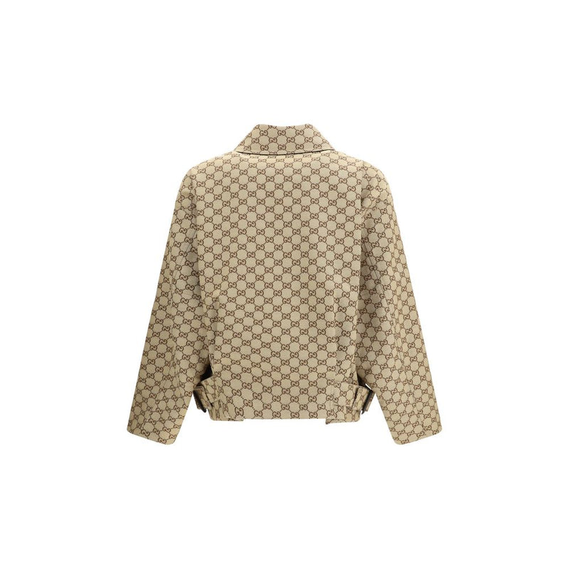 Gucci GG Canvas Beige Cotton Bomber Jacket for Women