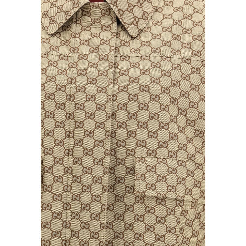 Gucci GG Canvas Beige Cotton Bomber Jacket for Women
